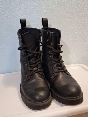 Black Lace-Up Combat Boots